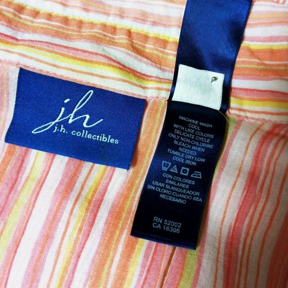 J.H. Collectibles Striped Blouse 💛🧡🩷 Medium 3/4 Sleeve Lightweight - Picture 4 of 13